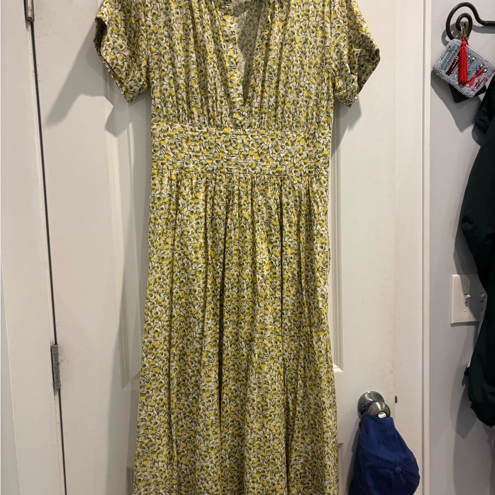 J. Crew Floral Midi Dress in Yellow and White